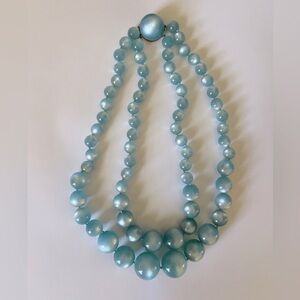 Vintage 1940-1950 Blue Moon Bead Look 2 Strand Necklace